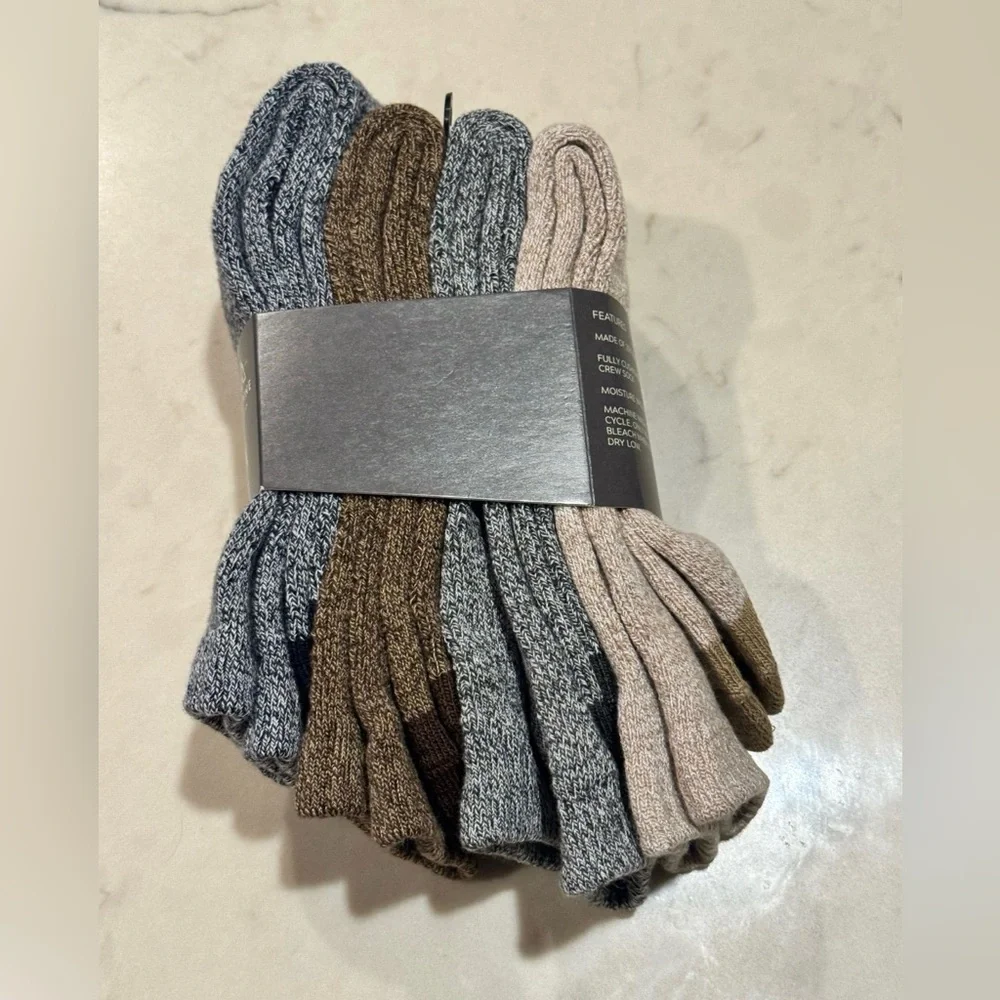 NWT 4 pack Alpine Design Performance Hiking Socks - Gray & Brown Men’s LG 9-12